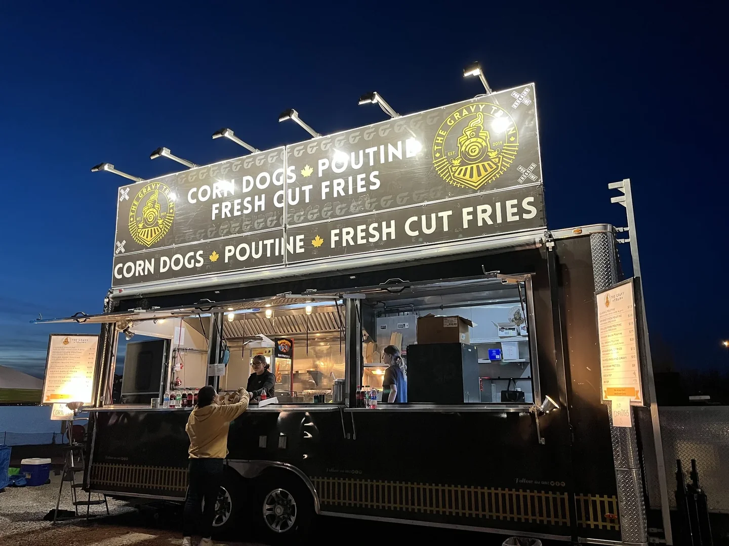 The Gravy Train open for service at night
