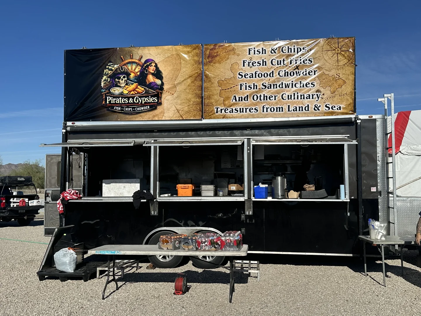 Pirates & Gypsies truck in a desert setting