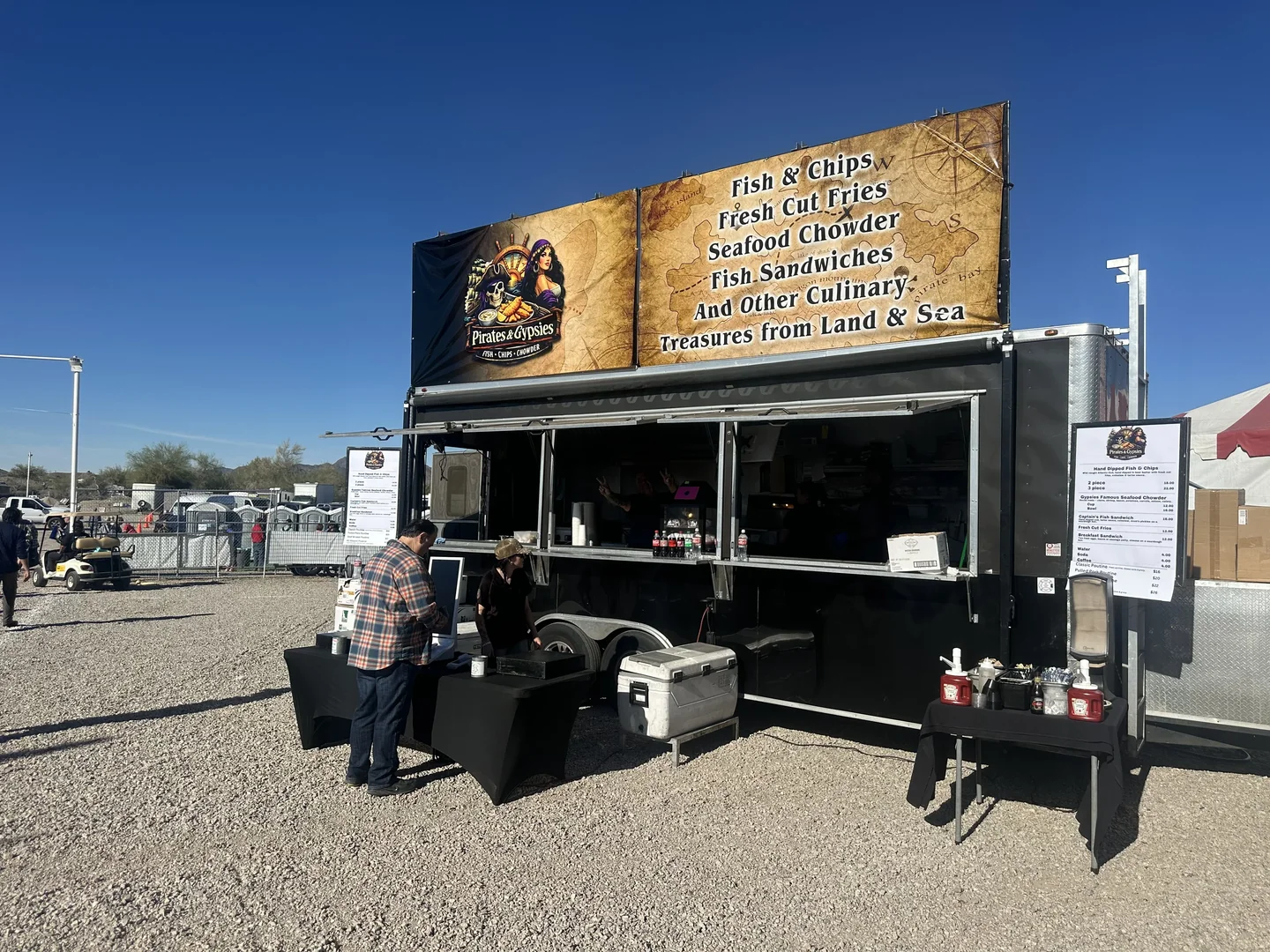 Pirates & Gypsies food truck at an outdoor desert event